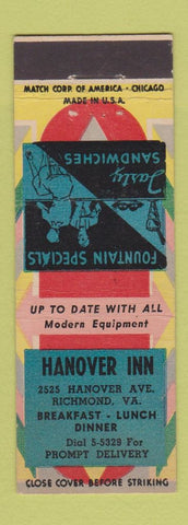 Matchbook Cover - Hanover Inn Richmond VA