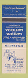 Matchbook Cover - Manor House Cafeterias Winnipeg MB