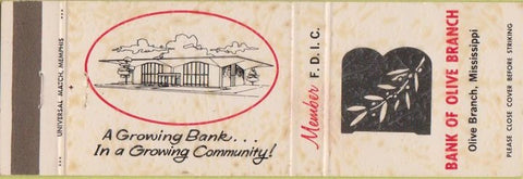 Matchbook Cover - Bank of Olive Francis Olive Branch MS