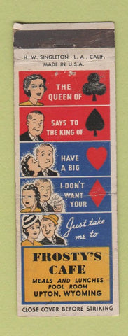 Matchbook Cover - Frosty's Cafe Upton WY