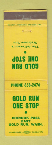 Matchbook Cover - Gold Run One Stop Gold Run WA