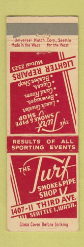 Matchbook Cover - The Turf Smoke Pipe Shop tobacco Seattle WA
