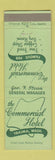 Matchbook Cover - Commercial Hotel Yakima WA