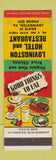Matchbook Cover - Lovingston Hotel Restaurant VA WEAR