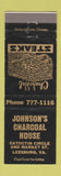 Matchbook Cover - Johnson's Charcoal House of Beef Leesburg VA