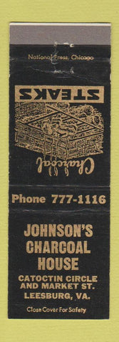 Matchbook Cover - Johnson's Charcoal House of Beef Leesburg VA