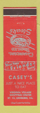 Matchbook Cover - Casey's Restaurant Leesburg VA BLACK