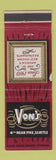 Matchbook Cover - Von's Restaurant Seattle WA WEAR