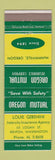 Matchbook Cover - Oregon Mutual Louie Gebenini Renton WA