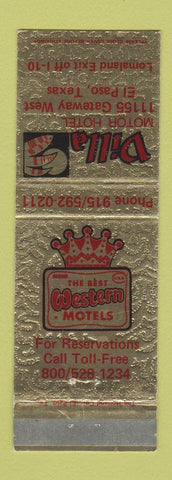 Matchbook Cover - Villa Motor Hotel El Paso TX Best Western