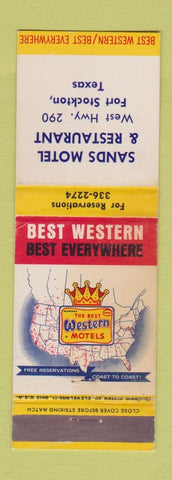Matchbook Cover - Sands Motel Restaurant Fort Stockton TX Best Western