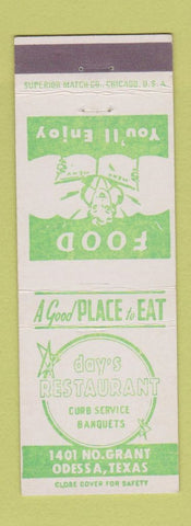 Matchbook Cover - Day's Restaurant Odessa TX
