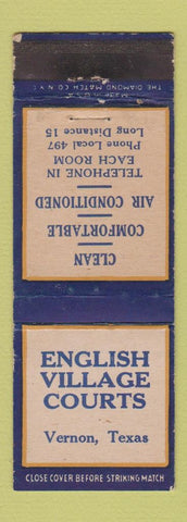 Matchbook Cover - English Village Courts Vernon TX WEAR
