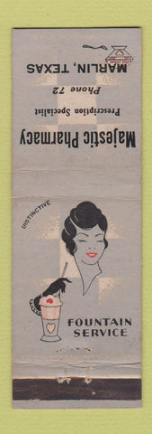 Matchbook Cover - Majestic Pharmacy Marlin TX low phone #