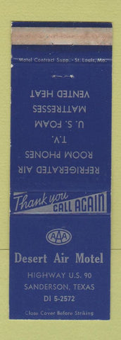 Matchbook Cover - Desert Air Motel Sanderson TX WEAR