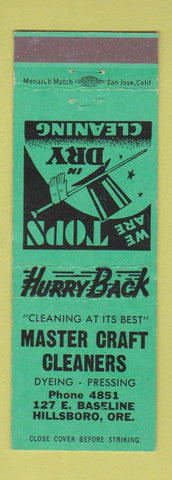 Matchbook Cover - Master Craft Cleaners Hillsboro OR