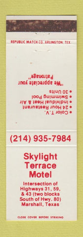 Matchbook Cover - Skylight Terrace Motel Marshall TX