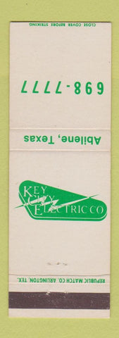 Matchbook Cover - Key City Electric Abilene TX