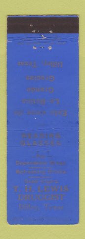 Matchbook Cover - TH Lewis Drugs Dilley TX WEAR