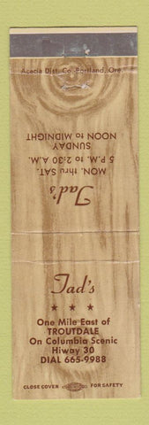 Matchbook Cover - Tad's Troutdale OR