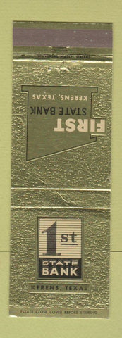 Matchbook Cover - 1st State Bank Kerens TX