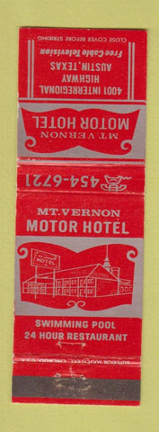 Matchbook Cover - Mount Vernon Motor Hotel Austin TX