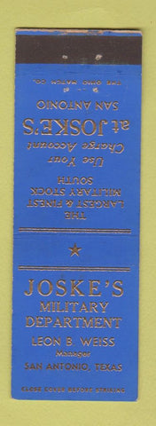 Matchbook Cover - Joske's Military Store San Antonio TX