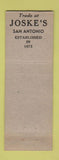Matchbook Cover - Joske's Military Store San Antonio TX