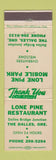 Matchbook Cover - Lone Pine Restaurant The Dalles OR Mobile Park