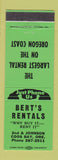 Matchbook Cover - Bert's Rentals Coos Bay OR
