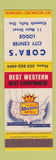 Matchbook Cover - Coba's City Center Lodge Klamath Falls OR Best Western