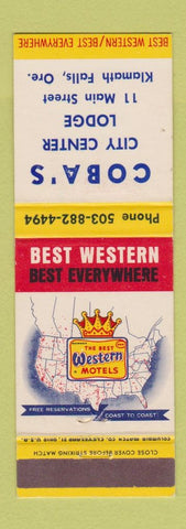 Matchbook Cover - Coba's City Center Lodge Klamath Falls OR Best Western