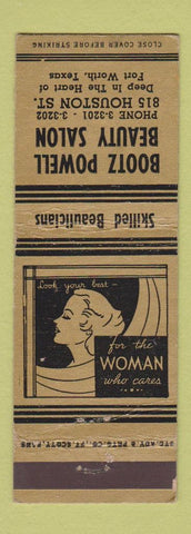 Matchbook Cover - Bootz Powell Beauty Salon Fort Worth TX girlie