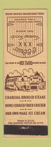 Matchbook Cover - CC Cross Restaurant Fort Worth TX