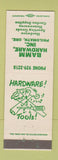 Matchbook Cover - Bamm Hardware Sporting Goods Philomath OR