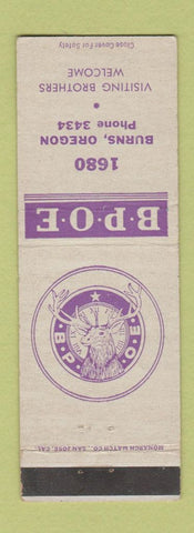 Matchbook Cover - Elks Lodge Burns OR