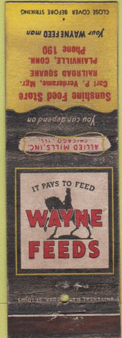 Matchbook Cover - Wayne Feeds Plainville CT WORN