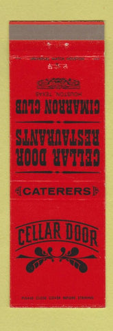 Matchbook Cover - Cellar Door Houston TX restaurant
