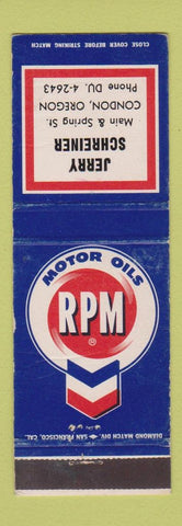 Matchbook Cover - RPM oil gas Jerry Schreiner Condon OR