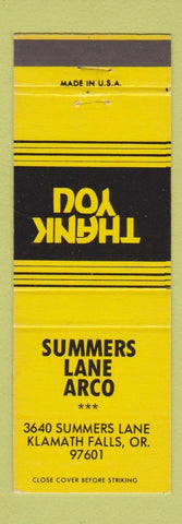 Matchbook Cover - Summer Lane Arco Klamath Falls OR