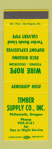 Matchbook Cover - Timber Supply Philomath OR Dupont Explosives