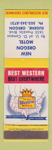 Matchbook Cover - New Oregon Motel Eugene OR Best Western