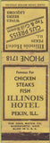 Matchbook Cover - Illinois Hotel Pekin IL WORN
