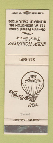 Matchbook Cover - New Horizons Travel Service Glendale CA WEAR