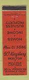 Matchbook Cover - DJ Kingsbury Real Estate Glendale CA