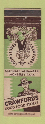 Matchbook Cover - Crawford's Grocery Glendale Alhambra Monterey Park CA