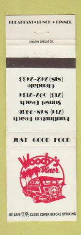 Matchbook Cover - Woody's Diner Glendale Huntington Beach CA