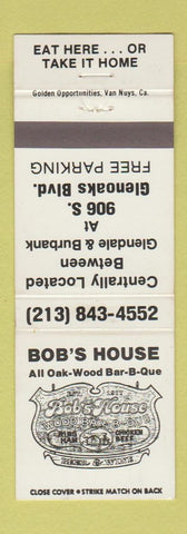 Matchbook Cover - Bob's House BBQ Glendale CA Burbank