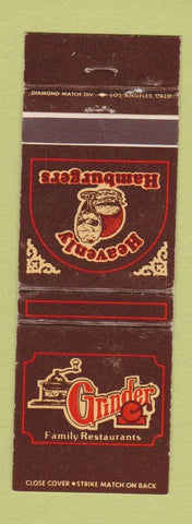Matchbook Cover - Grinder Restaurants Long Beach Montebello CA