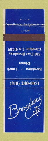Matchbook Cover - Broadway Cafe Glendale CA EAR